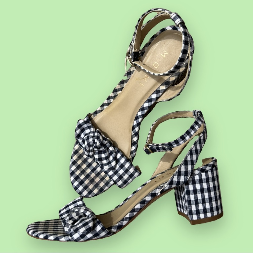 M. Gemi x Draper James Navy Gingham block heel Sandals 💙 riviera summer style